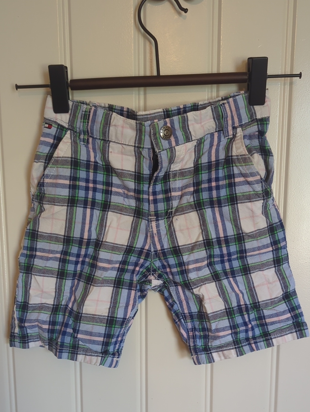 Tommy Hilfiger Toddler Boy Plaid Shorts in Blue, Green, White, Pink Size 3T
